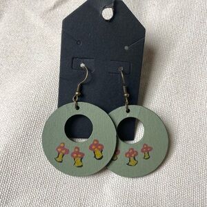 Hand-Painted Boho Mushroom Earrings